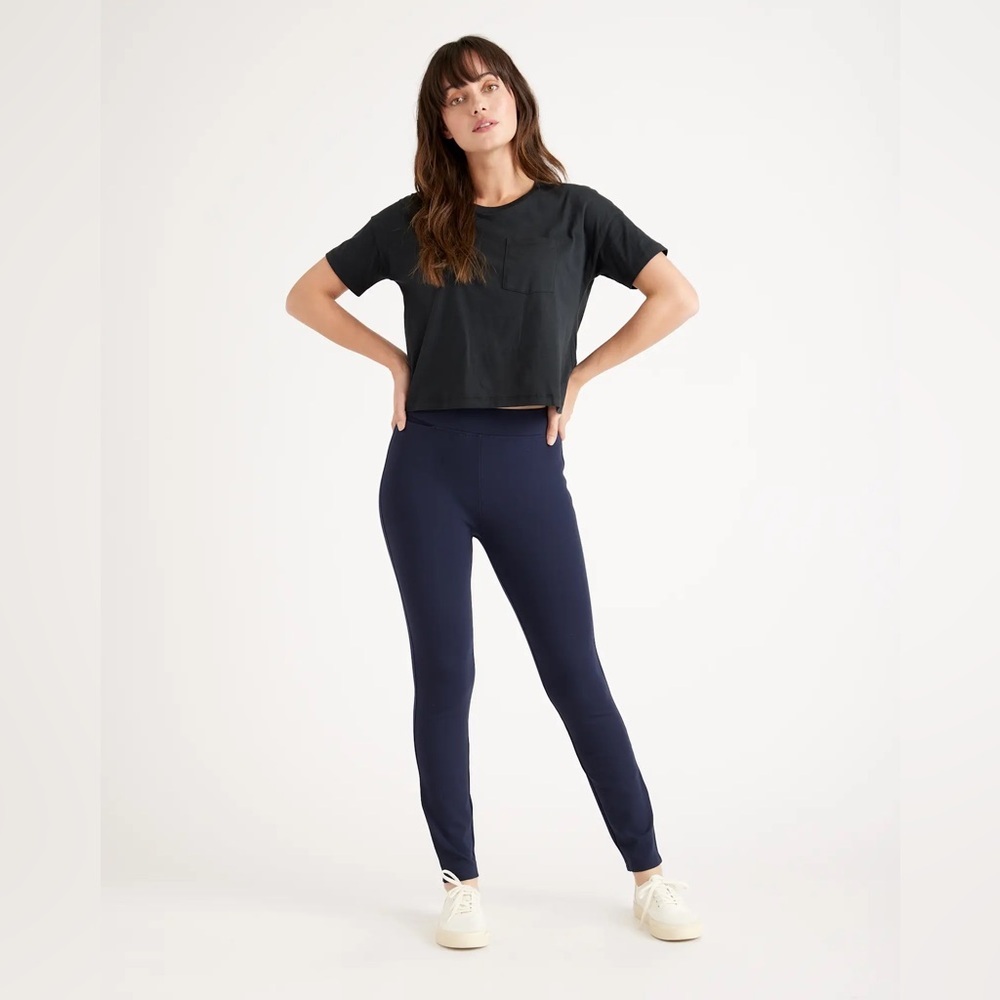 Quince Ultra-Stretch Ponte Skinny Pants in Navy Inseam 27 Sz S